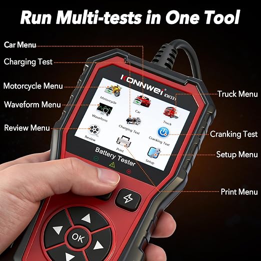 Car Battery Tester 2.8" TFT, 6V 12V 24V 10-2000CCA Battery Load Tester, QR Cloud Report (No App), Automotive Alternator Tester Charging Cranking System Analyzer for Car Truck Motorcycle Boat, Black