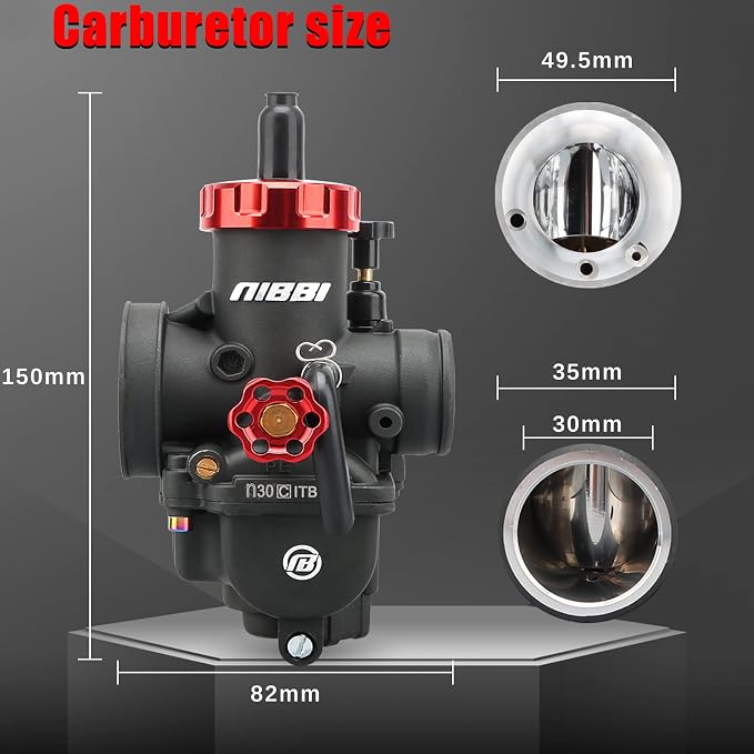NIBBI PE30 Carburetor with 48mm Air Filters Kit,Upgrade Dirt Bike Performance,Compatible with 250cc-300cc for Apollo, TaoTao, Lifan, Honda, SSR,Pit Dirt Bike Motorcycles