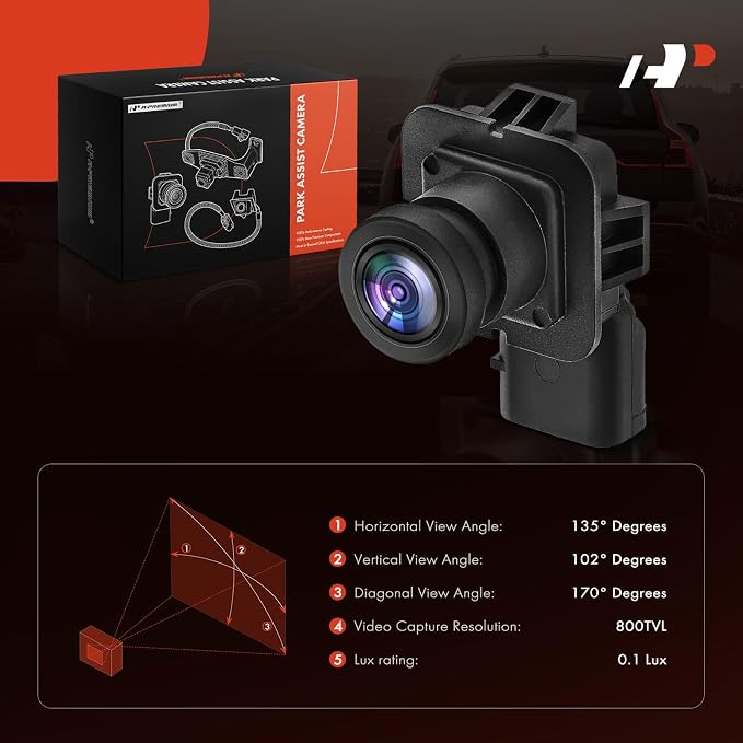 A-Premium Rear View Backup Camera Compatible with Ford | Parking Camera for 2018-2019 Fiesta - Replace# D2BZ19G490E-B