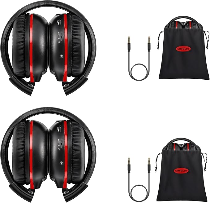 SIMOLIO 2 Pack IR Headphones for Car DVD Compatible with Honda Odyssey, Pilot, uConnect VES, Chrysler Pacifica, Town & Country, Dodge Grand Caravan, GMC Yukon, Toyota Sienna, Lexus, GM,Jeep 2006-2023
