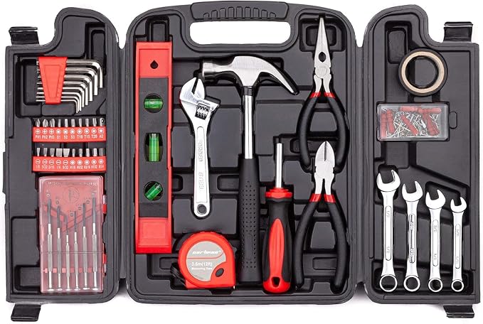 CARTMAN 136Piece Tool Set General Household Hand Tool Kit with Plastic Toolbox Storage Case