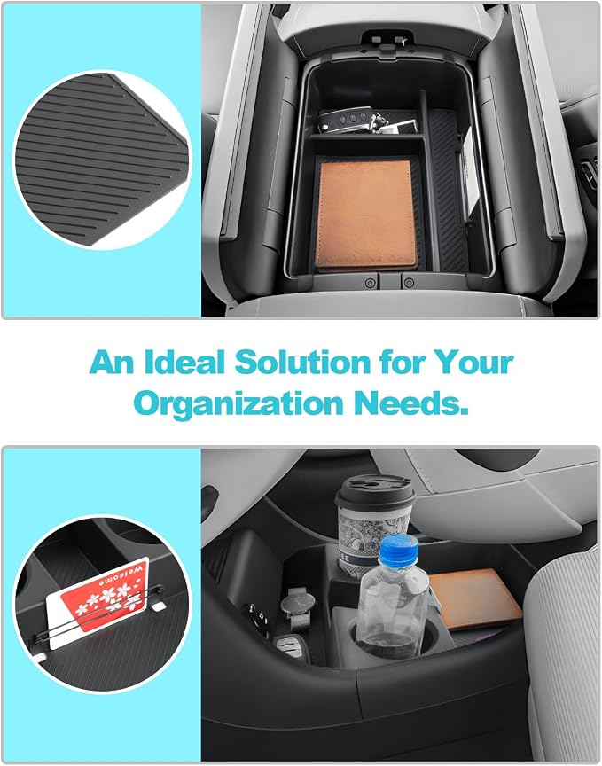 CDEFG 3Pcs for 2026 Hyundai Palisade Center Console Organizer & Cup Holder | 2026 Hyundai Palisade Accessories, Middle Console & Lower Console Storage Box & Cup Holder, Only for Split Armrest
