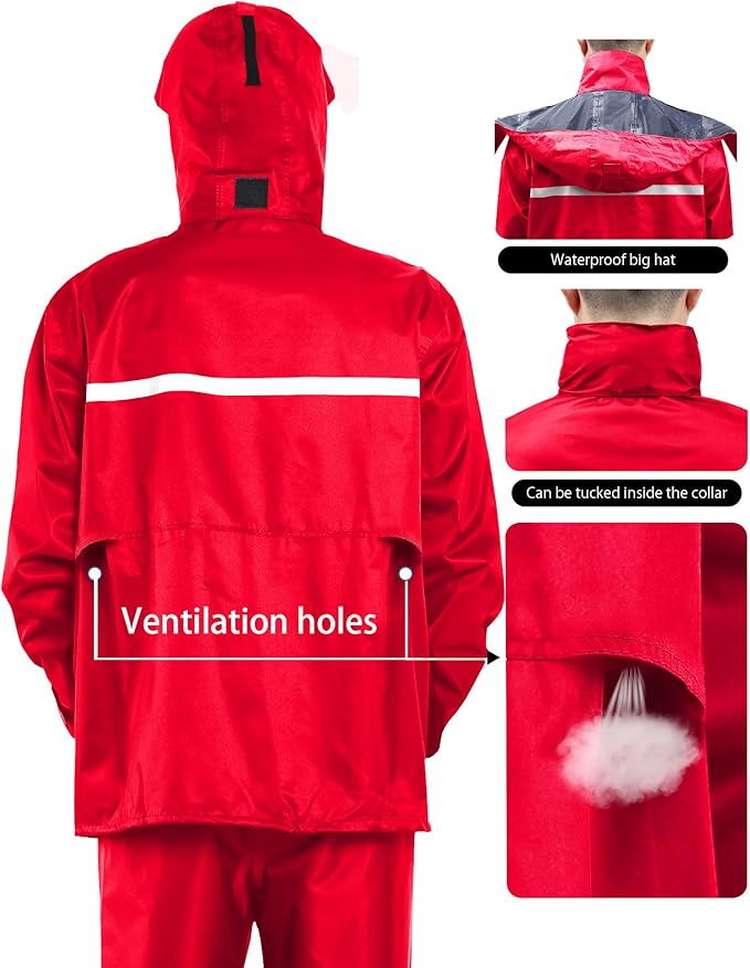 iCreek Rain Suit Waterproof Jacket and Pants Hi Vis Raincoat for Men and Women Reflective Outdoor for All-Sport Work