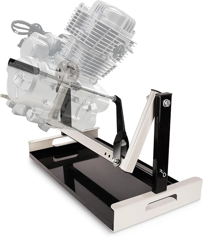 Motorcycle Engine Stand - Compatible with Vertical Single Cylinder 2 & 4 Stroke Engines for Honda Yamaha Kawasaki Suzuki ATV Dirt Bike 8 Angle Adjustable