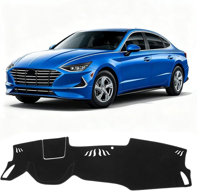 KUST Black Dash Cover for Hyundai Sonata 2020-2023 (Only fits for 8.0-inch Touch Screen Dashboard) Polyester Dashboard Cover Non-Slip Interior Accessories for Sonata Custom Fit Dash Mat No Glare