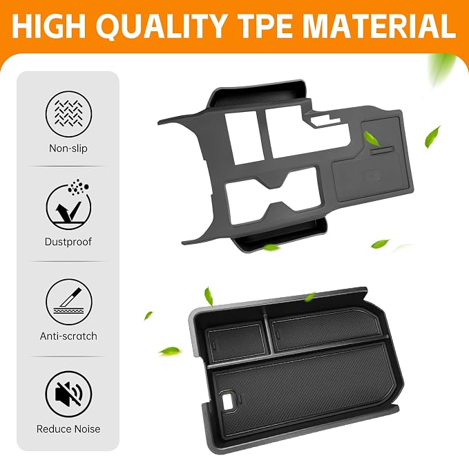 Center Console Organizer for 2024-2025 Toyota Land Cruiser Prado LC250 Center Console Cover Armrest Storage Tray Insert for Land Cruiser Accessories(Not fit Cool Box&W/o Wireless Charger)