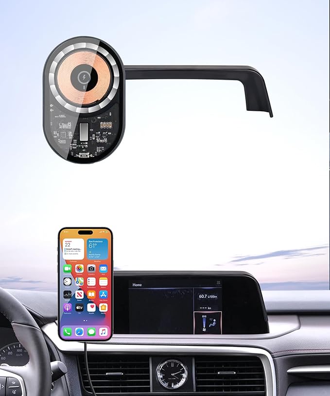 Wireless Charging Car Phone Holder for Lexus RX/RX Hybrid 2020-2022, 8" Screen Fixed Clip, 360° Rotation Car Phone Mount Compatible with MagSafe