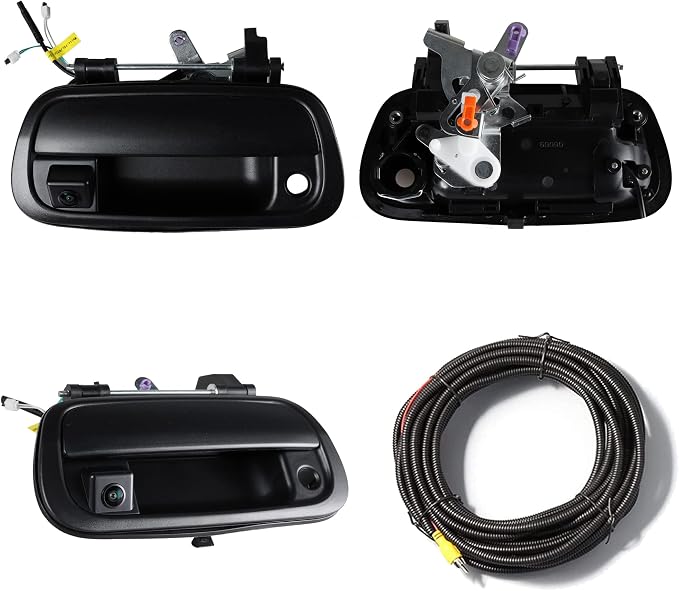 Anina Tailgate Handle Backup Camera for 2000-2006 Toyota Tundra Rear View Reverse Parking Assist Camera with Optional Guideline Tundra Factory Tailgate Handle Replacement W/26ft RCA Extension Cable