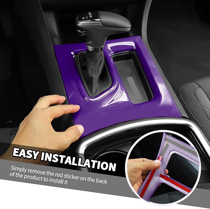Jimen Fit for Dodge Charger 2015-2023, Center Console Dash Instrument Panel & Gear Shift Cover Trim (Purple)