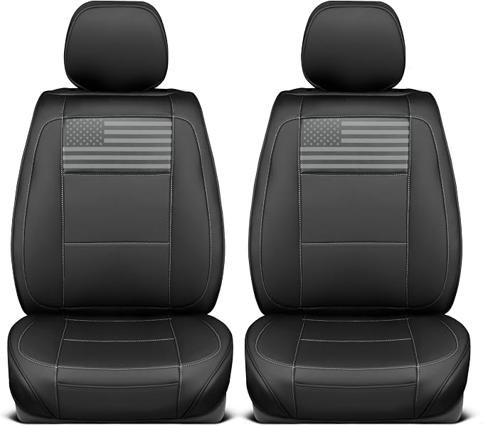 MotorBox American Black Flag Seat Covers for Trucks, Cars, & SUV - Napa Leather US Car Seat Covers American Flag Truck Accessories - Car Seat Cover American Flag Car Accessories Car Seat Protector