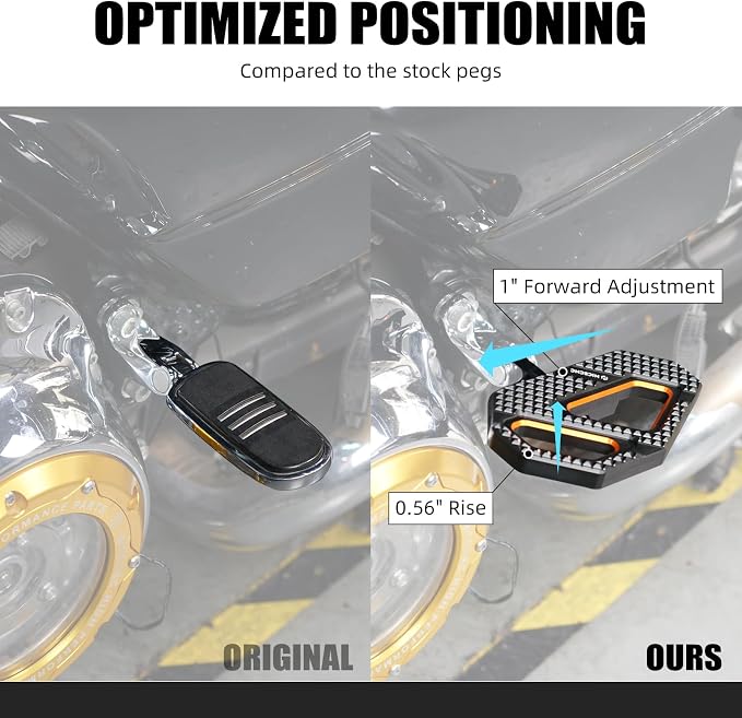 NICECNC Orange Rear Enlarged Passenger Footboard Aluminum Foot Pegs Compatible with Harley Road King Special FLHRXS 2017-2024, Replacement for 50208-04, See Fitments