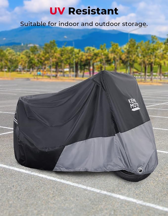 KEMIMOTO Heavy Duty 420D Waterproof Motorcycle Cover for Fit for Ninja 500 650 400 R1 R3 CBR GSXR ZX-6R S1000R Sport Bikes Outdoor All-Weather Protection for Rain Snow Sun Dust Cover with Lock Hole