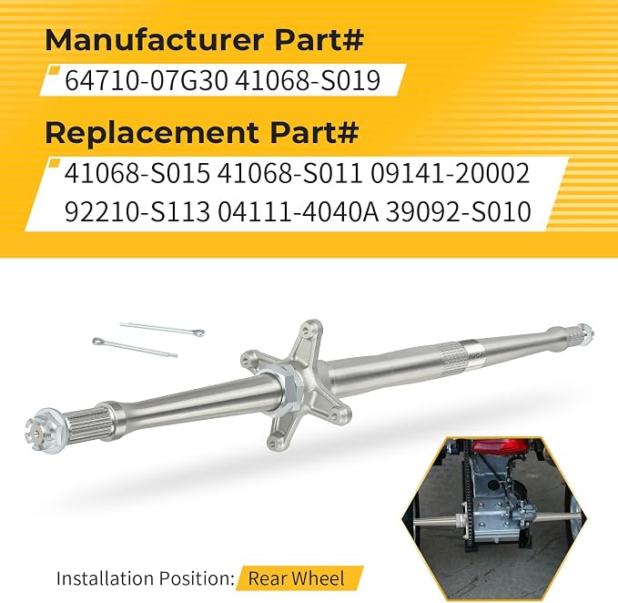 M MATI Rear Axle Shaft for Kawasaki KFX400 2003-2006 for Suzuki QuadSport 400 LT-Z400 2003-2008 64710-07G30 41068-S019 09141-20002 04111-4040A