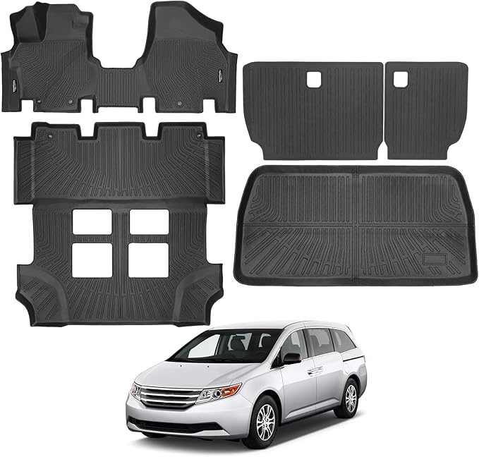 Tongama-Floor Mats for 2011-2017 Honda Odyssey, All Weather TPE Floor Liners and Trunk Mat and Backrest Mats Protectors for Honda Odyssey Waterproof Interior Accessories