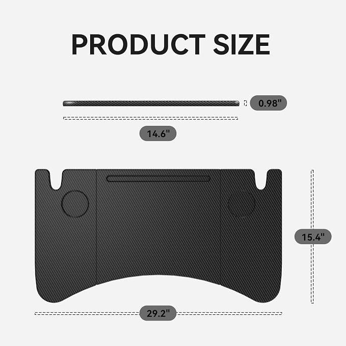 YONZEE Foldable Desk Food Tray (Carbon Edition) for Tesla Model Y Model 3 S X Y Juniper Accessories- Upgraded Table with Support Leg for Dining, in-Car Work, Travel and Outdoor (1 Pack)