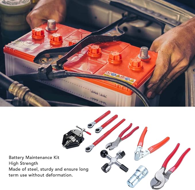 Generic 9pcs Battery Service Tool Kit Multifunction Battery Terminal Spreader Puller Plier for Most Maintenance