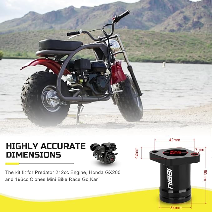 NIBBI PE24 Carburetor Kit 24mm for Predator 212cc 196cc 224cc Engine Performance Parts with Black Intake Manifold