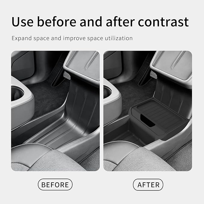 SMABEE Lower Organizer Tray for Tesla Model Y Juniper Standrd 2026 2025 | Not Fit Premium/Performance,TPE,2026 Model Y Juniper Accessories,Center Console Storage Box,Center Console Tray,TPE