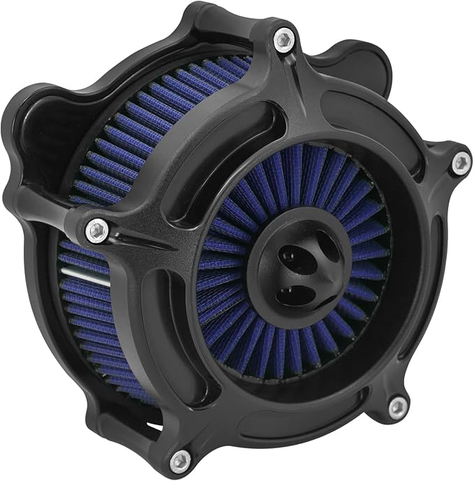 Air Cleaner Filter Aluminum Fit for Harley Touring Road King Street Glide Softail Sportster Dyna (Black Housing Blue Element, C For Touring 08-16,Softail 16-17,Trike 08-16)