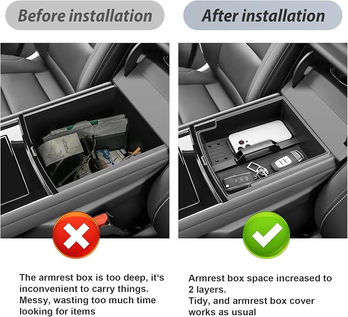 SKTU 2Pack for 2024 2025 2026 Chevy Traverse Center Console Organizer 2024 2025 2026 Traverse (LS/LT/Z71/High Country/RS) Console Tray [Double Layers] 2024 2025 2026 Chevy Traverse Accessories