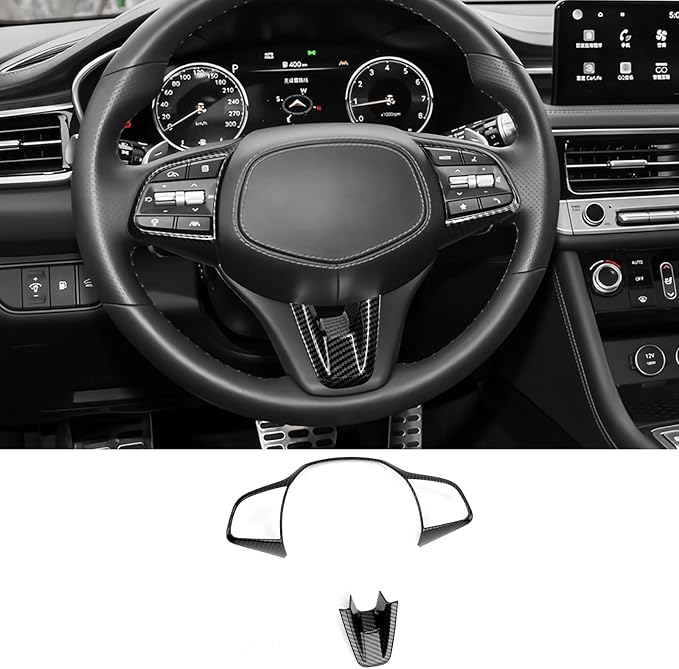 Car Steering Wheel Lower Trim Cover Auto Steering Wheel Protector Cover Compatible with Genesis G70 2019-2026 G80 DH 2017-2020 Accessories (Carbon Fiber Black Style)