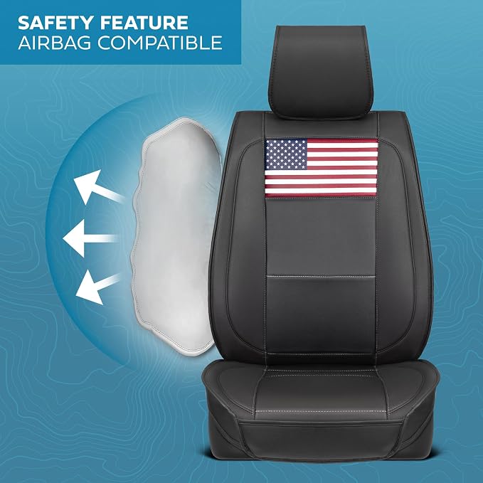 American Flag Seat Covers for Trucks, Cars, & SUV - Napa Leather US Car Seat Covers American Flag Truck Accessories - Car Seat Cover Patriotic Car Accessories Car Seat Protector