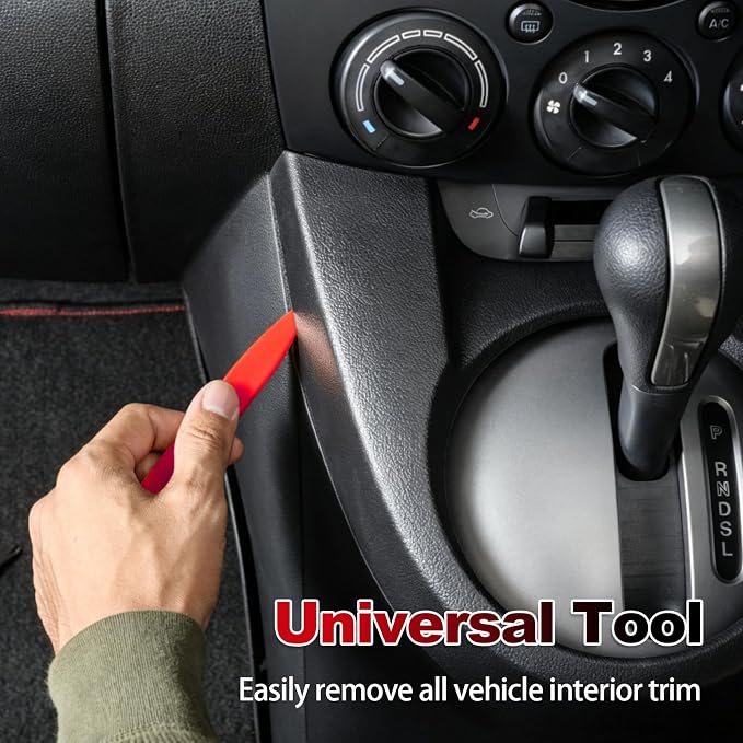 Keze 8 Pcs Auto Trim Removal Tool Kit with Non-Scratch Plastic Pry Tool & Fastener Clip Removal Tool Set for Car Panel Dashboard Door Clips and Upholstery Trim-Red