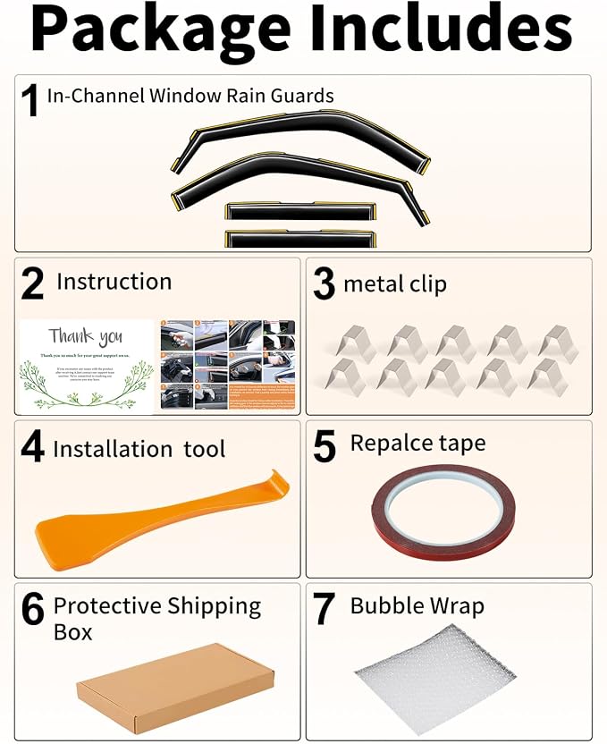 in-Channel Window Rain Guards Fit for Ford Explorer 2020-2026 Extra Durable Window Deflectors Visors Rain Guards Vent Visors Vent Shades Exterior Car Accessories - 4 pcs