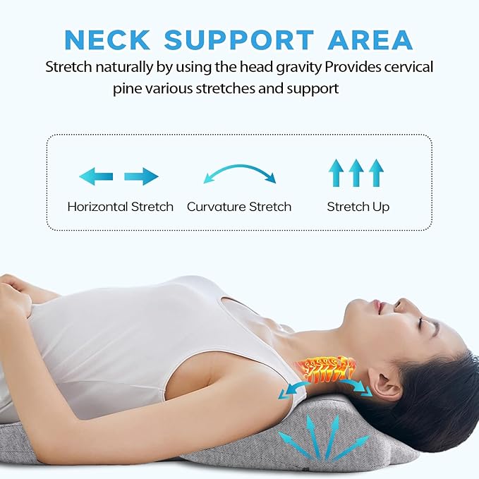Cervical Pillows for Neck and Shoulder Pain with Lumbar Support,Memory Foam Neck Pillow for Deep Sleeping,Orthopedic Bed & Travel Pillow for Scoliosis,Postoperative Recovery & Poor Posture