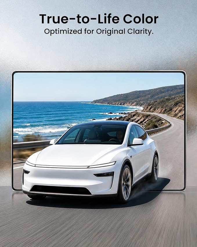 REEVAA 2025 Tesla Model Y Premium Screen Protector [Anti-Glare & No Fingerprint], 9H Aerospace Tempered Glass for 2025 Model Y Premium, with Alignment Frame, Matte, 15.4 Inch