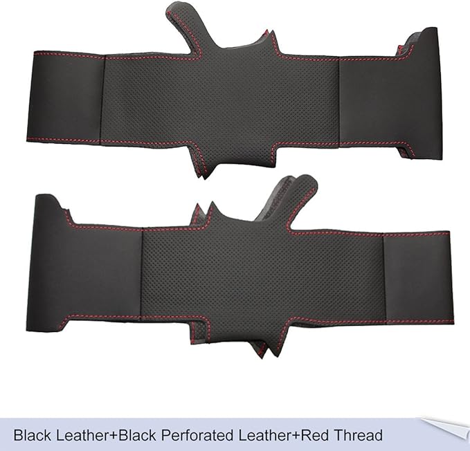 Loncky Carbon Fiber Black Genuine Leather Steering Wheel Cover for Honda Civic 9 Civic 2012 2013 2014 2015 Hand Stitched Custom Fit Car OEM Parts Interior Accessories