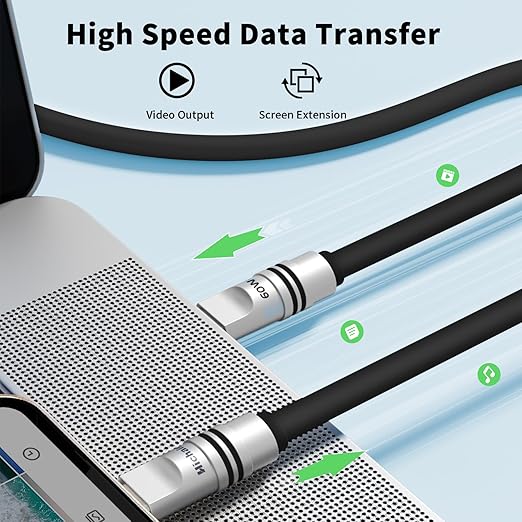 Hichain USB C Cable USB Charger, Wall Charger with 60W USB Cable, Durable Phone Charger Cord Data Transfer Cord for Phone 17/16, Tablet, Laptop, 4 FT Black