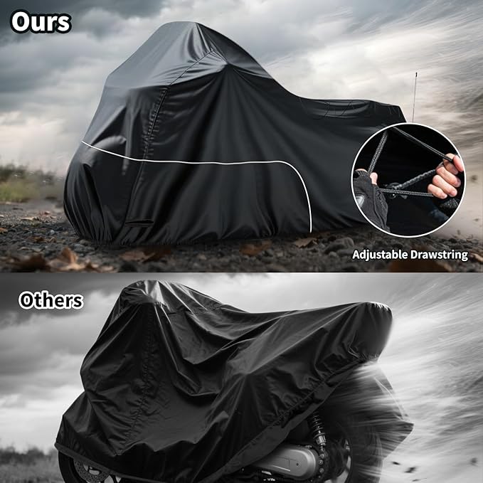 Motorcycle Cover fits for Harley Davidson Road King Road Glide Electra Glide Low Rider-ST HD Goldwing, All Weather Cruiser Motorcycle Cover, Black
