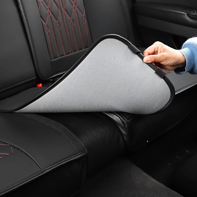 Huidasource Back Seat Covers for Car, Waterproof Universal Fit Rear Seat Covers Split Bench Car Seat Covers, 60/40 Seat Cover for Most Sedan SUV Pickup Truck (Back Row/Black&Red Line)