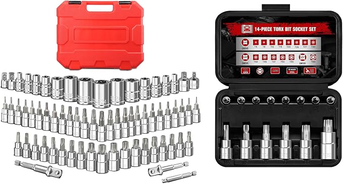 BLACKROBOT 67-Piece Master Torx Bit Socket and E-Torx Socket Set + 14-Piece Torx Bit Socket Set T6-T60