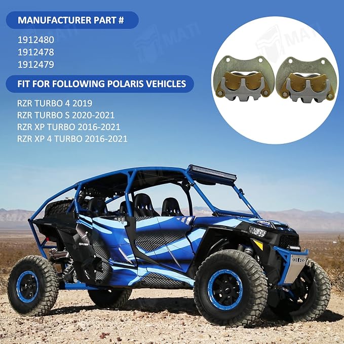 M MATI Rear Left Right Brake Calipers for Polaris RZR Turbo 19-21 RZR XP Turbo RZR XP 4 Turbo 16-21 1912480 1912478 1912479