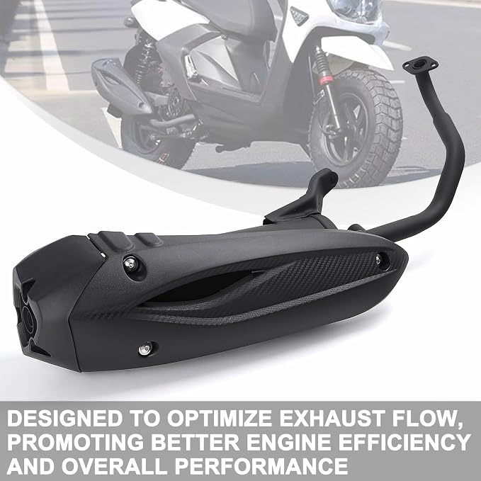 Minho Motorcycle Exhaust Assembly in Heavy Iron Material Compatible with Chinese GY6 125cc 150cc 4-Stroke Engine Scooter Moped RSZ 150 Gas Engine Scooters