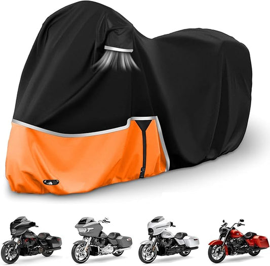 420D Motorcycle Cover for Harley Davidson Touring Models Road King, Road Glide, Street Glide, Electra Glide, Heritage Classic, Low Rider and More Motorcycles, Outdoor Waterproof Cover