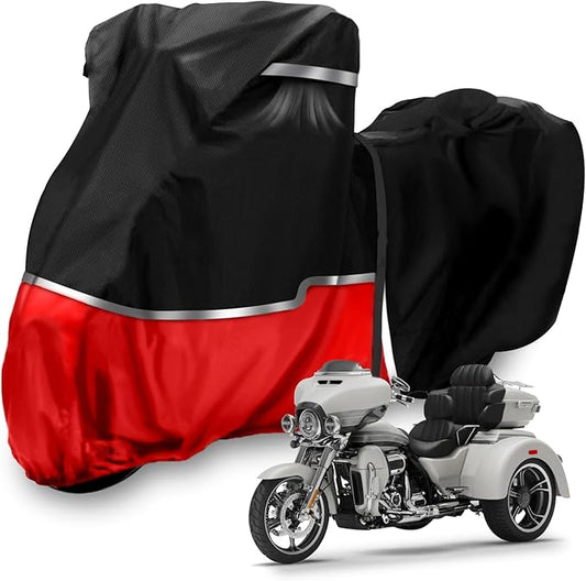 420D Motorcycle Cover for Trike Models Freewheeler, Tri Glide Ultra and CVO Version, All Weather Outdoor Protection, Tear-Resistant Heavy Duty Waterproof Trike Cover for Snow Rain Wind Dust Protection