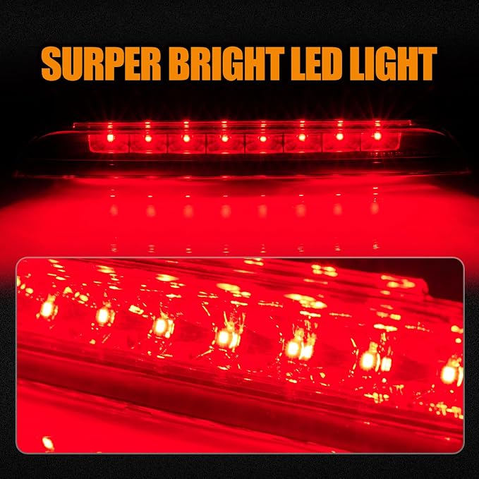 Third 3rd Brake Light LED for 2010-2017 Chevy Equinox, High Mount Rear Brake Lights Assembly for 10-17 GMC Terrain, Waterproof Center Cab Lamp Stop Light (Black)