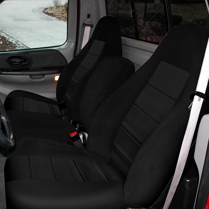 Truck Seat Cover Compatible with 1997-2000 Ford F-150 Seat Covers Front 40/60 Split Bench with Opening Center Console, Not with Airbags Next to The Headrest, Black