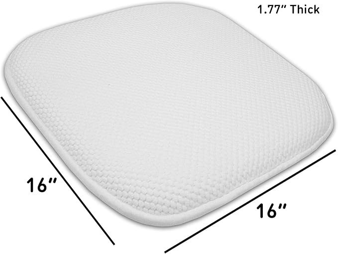 Sweet Home Collection Cushion Memory Foam Chair Pads Honeycomb Nonslip Back Seat Cover 16" x 16" 6 Pack White