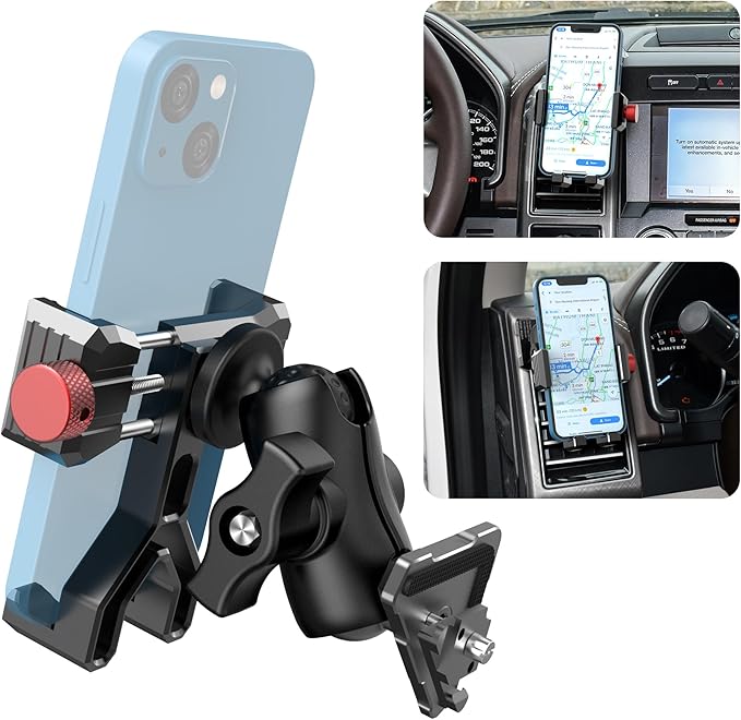 Upgraded Aluminum Vent Phone Mount for Ford F150 (2015-2020), Expedition (2018-2021), Super Duty (2017-2021), 360° Rotation Metal F150 Vent Phone Holder, No Shake Off-Road Stable for all Smartphones