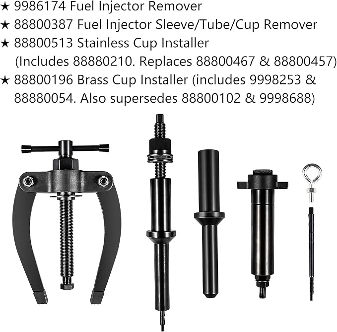 Compatible with Volvo Mack Truck Injector Nozzle/Cup/Sleeve/Tube Remover & Installer Tool Kit Work on D11 D12 D13 D16 FM12 MP7 MP8 MP10 Engine Replaces 9986174 88800387 88800196