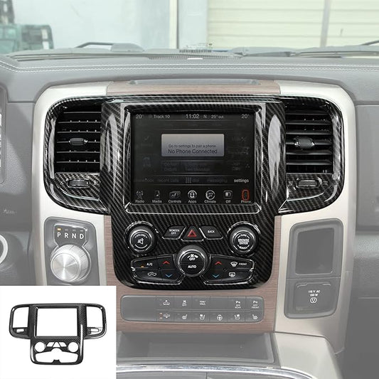 RT-TCZ Carbon Fiber Center Console Multimedia Navigation GPS Panel Trim Cover Decoration Sticker Interior Accessories for Dodge Ram 2011-2017