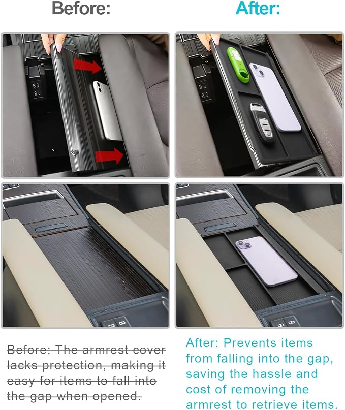 CDEFG Center Console Organizer Tray for 2021-2025 2026 Toyota Sienna | 4th Gen Toyota Sienna Interior Accessory Armrest Anti-Slip Storage Pad, Armrest Lid Nonslip Mat Cellphone Barrier Rubber
