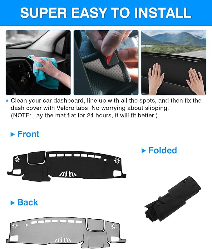 Autorder Dashboard Cover Mat for Toyota Highlander 2020 2021 2022 2023 2024 2025 2026 Accessories Dash Cover Flannel Dash Mat Sunshade Glare UV Rays Protector(Compatible with or Without Display)