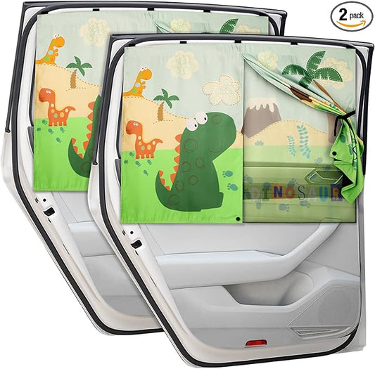 Car Window Shades with Cute Patterns, 2pcs Magnetic Car Curtains for Privacy Protection Full Covers/Half Shade Options, Auto Sunshades Sunglare/UV Blocker