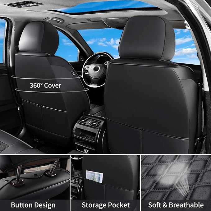 Huidasource Custom Fit Tundra Car Seat Covers Full Set, Waterproof Front&Rear Seat Cushion Fit for 2022 2023 2024 2025 2026 Toyota Tundra CrewMax/Double Cab Pickup Truck (Full Set/Black)