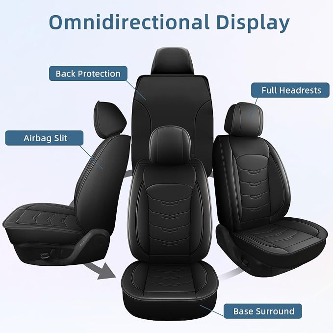 Car Seat Covers Fit for Chevrolet Chevy Trailblazer 2021 2022 2023 2024 2025 2026 Full Set Luxury Leather Seat Cushion Waterproof Automotive Seat Protectors(5 Seat,Black)